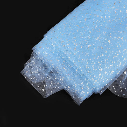 54" by 10 Yards Glitter Tulle Fabric Rolls for Wedding Birthday Party Baby Shower Decoration Tutu Tulle Bolt Ribbons DIY Sewing Crafts - Light Blu...