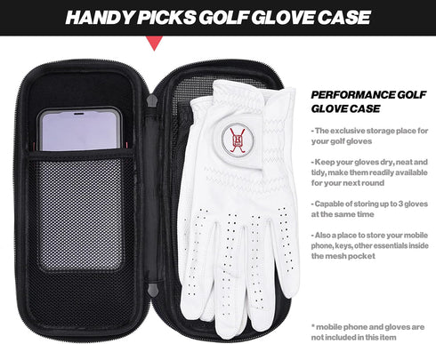 Handy Picks Performance Golf Glove Case - Golf Gloves Holder Case That Protects n Keeps Your Golf Gloves Neat n Dry - Air Flows Through on The Bac...