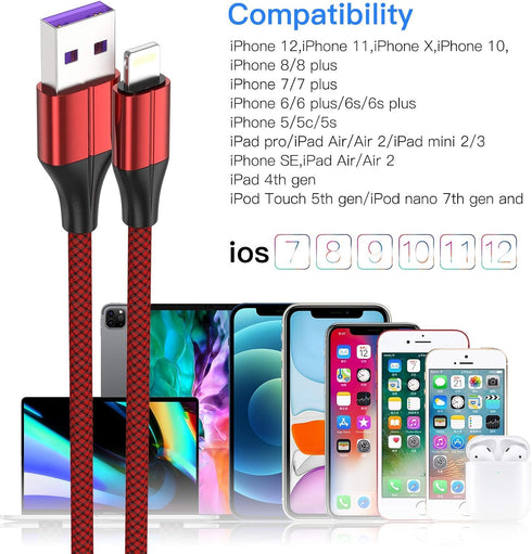 [MFi Certified Lightning Cable,3 Pack 3 Ft iPhone Charger Cable & Data Sync Fast 3 Foot Nylon Braided Cord Compatible with iPhone Xs max/xr/x/8/8 ...