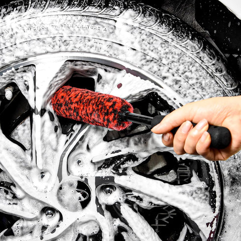 Metal Free Soft Wheel Cleaner Brush, Synthetic Wool Tire Cleaning Brush, Highly Water Absorption, Dense and Durable Tire Brush for Cleaning Wheels...