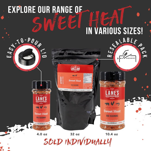 Lane's Sweet Heat Rub Seasoning, All-Natural BBQ Brisket Rub Goes Well with Butt Rub Seasoning, No MSG Brisket Seasoning &, Made in USA, 4.0 Oz...