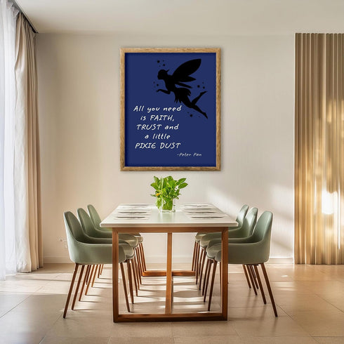 Posterizer 1 pcs-Faith, Trust, Pixie Dust-Peter Pan Cartoon Quotes-Kids Room Art- Gift for Moms-Gift for Daughter, Son, Kids-Decor for nursery tod...
