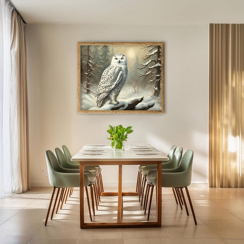 Posterizer 1 pcs-snowy winter scene of a white owl-oil painting style 7-Art for Animal Lovers-Landscape & Nature Art-Decor for Home & Office- unfr...