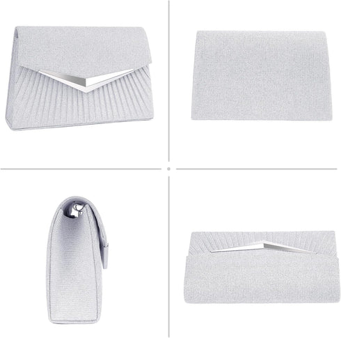 Larcenciel Women's Evening Handbags, Sparkly Pleated Evening Purse, Elegant Sequins Clutch for Wedding Formal Cocktail Party...