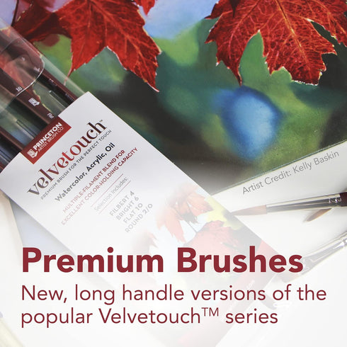 Princeton Velvetouch Filbert Brush, Long Handle, Size 4 - Professional Artist Brushes for Mixed Media, Acrylic, Oil...