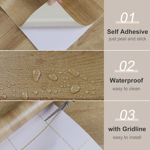Light Wood Wallpaper Peel and Stick Wood Grain Contact Paper for Countertops Shelf Drawer Waterproof Vinyl Wrap Self Adhesive Wood Look Wall Cover...