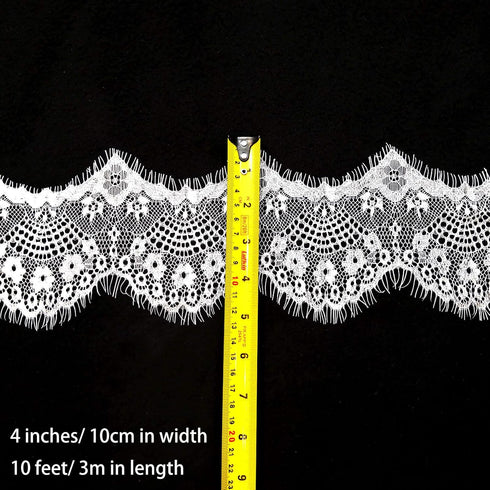 Onwon 4 inches Width Floral Pattern Embroidery Lace Trim Inelastic Eyelet Fabric for Sewing Curtain Tablecloth Slipcover Bridal DIY Clothing Decor...