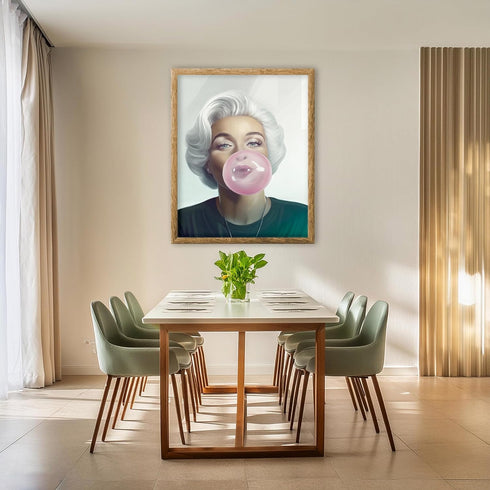 Posterizer 1 pcs-chic fun modern art-pink bubble gum blonde girl 2-Retro Art-Abstract & Modern Art-Gifts for Women- unframed wall art...