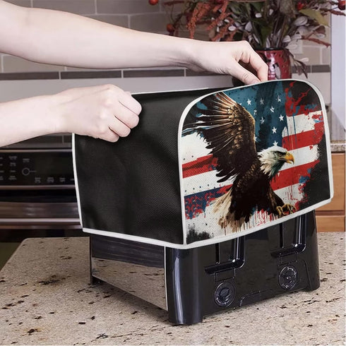 Bald Eagle Toaster Cover 4 Slice Wide Slot Small Appliance Covers Kitchen Decor Accessories Toaster Oven Cover Bread Maker Cover American Flag Pat...