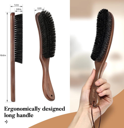 BFWood Clothes Brush - Boar Bristle Lint Brush for Suits, Cashmere, Wool, Velvet, Suede and Pet Hair - Large Black Walnut Wood Handle...