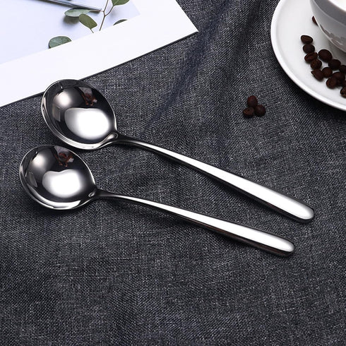 4-Piece Soup Spoons, 7.6Inch Round Stainless Steel Bouillon Spoons...