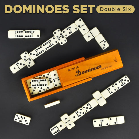 Queensell Dominos Set for Adults – Dominoes - Classic Board Games, Double 6 Dominoes Family Games for Kids and Adults - Double Six Standard Domino...