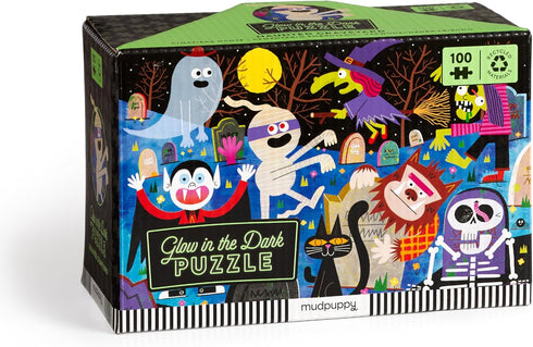 Mudpuppy Haunted Graveyard – 100 Piece Glow in The Dark Jigsaw Puzzle with A Scary Scene of Monsters and Creatures and Hidden Spooky Details in Th...