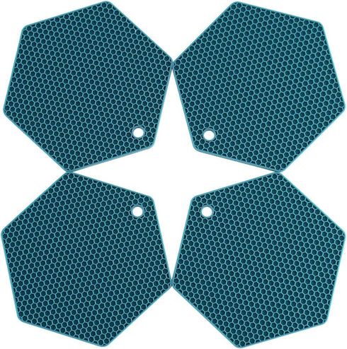 4 Packed Silicone Trivet Mats - DIY Different Size Dish Drying Mat, Hot Pot Holder for Pots & Pans, Non-Slip & Heat Resistant Kitchen Hot Pads for...