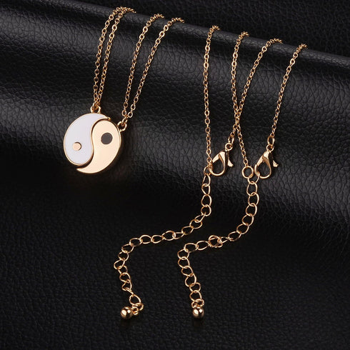 LUX ACCESSORIES Ying Yang Twins Emoji symbol BFF Pendent Friendship Necklaces Gift for Friends (Gold)...