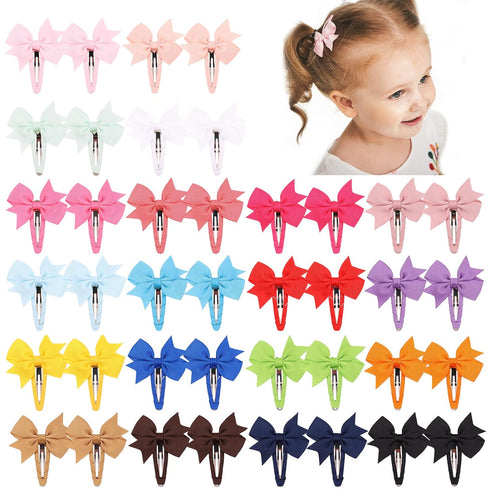 40PCS Snap Baby Hair Bows Clips for Girls Grosgrain Ribbon Fully Wapped 2 Inch Infant Hair Barrettes Accessories for Baby Girls Newborns Toddler...
