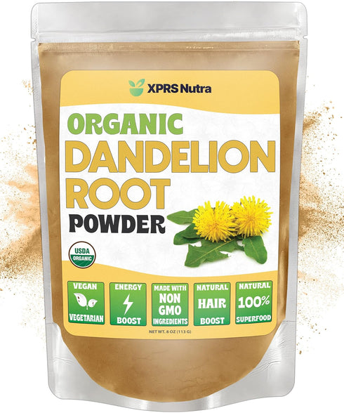 XPRS Nutra Organic Dandelion Root Powder - Vegan Friendly Antioxidant Power for Liver Support - Dandelion Root for Tea and Beverages - Immune Boos...