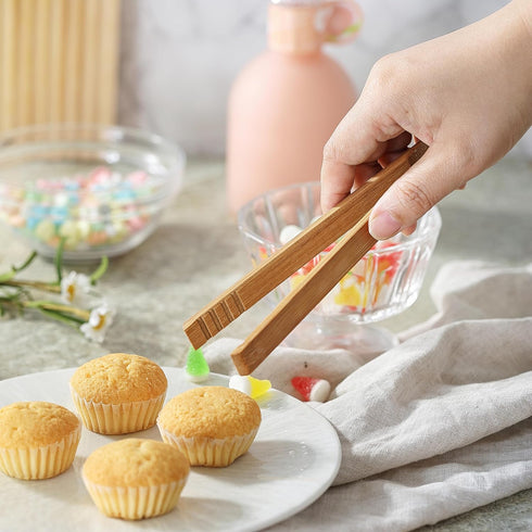 2PCS Reusable Toaster Tongs, Kaloo 8 inch Wooden Cooking Tong, Multipurpose Bamboo Tongs for Fruits, Bread, Pickles, cheese, Bacon, and Muffins...