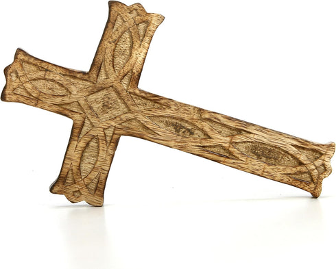 Hosley Wooden Cross 8 Inches Long Hand Carved Ideal Gift or Decoration for Home, Weddings Party Spa Meditation Home Office Spa Dorm O4...
