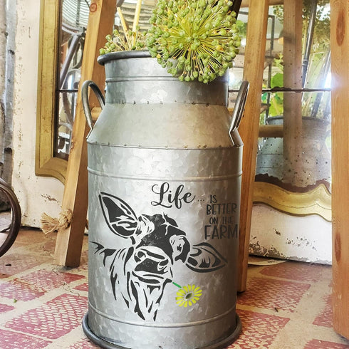 DLY LIFESTYLE Large Cow Stencil (12x12) - Reusable Country Cow Stencil for Painting on Wood, Canvas, Walls - Farmhouse Stencils for Crafts & Templ...