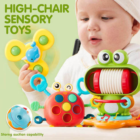 Musical Baby Toys - Suction Cups High Chair Toys - Spinner Teether Toy - Keep Infant Toys from Falling - Montessori Sensory Toys for Toddlers - Ch...