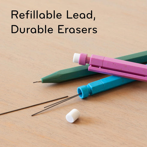 U Brands U-Eco Recycled Mechanical Pencils, Set of 12, Speckled Brights, Medium Tip (0.7 mm) Lead (6591U01-24)...