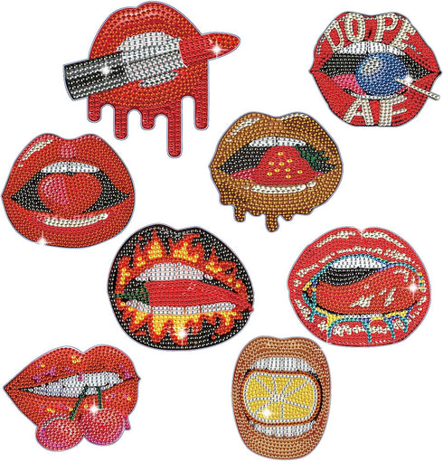 LazyFold Diamond Painting Coasters,Red Lips Diamond Art Coasters with Holder Art Craft Supplies Gift for Beginners?8 Pcs?...