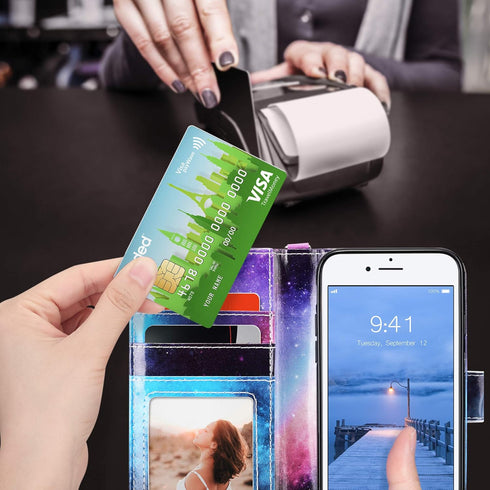 ULAK for iPhone SE 3(2022)/SE(2020)/8/7 Wallet Case with Card Holder, Premium Floral PU Leather Flip Case with Kickstand Card Slots,Wrist Strap, D...