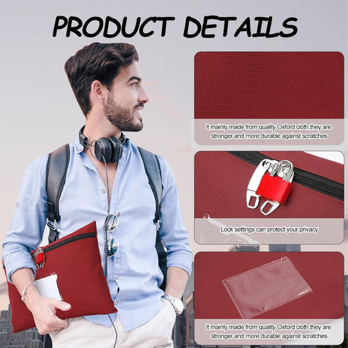 Cash Bag with Lock and 2 Keys Money Bag For Cash With Lock 11.4*8.3inch Money Bank Deposit Bag Money Bank Deposit Bag With Zipper Canvas Documents...