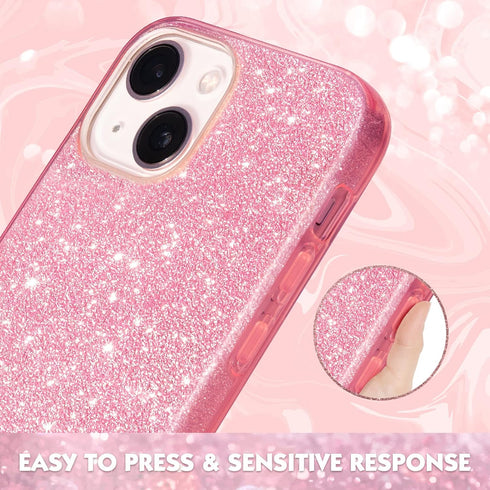 MILPROX Compatible with iPhone 14 Case (2022), Glitter Sparkly Shiny Bling Rubber Gel Shell Cases 3 Layers Shockproof Protective Bumper Cover for ...