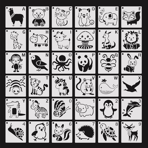 Animal Stencils Reusable Journaling Drawing Template for Creation Painting Education School Projects Scrapbooking, Sidewalk Chalk DIY Crafts on Wo...