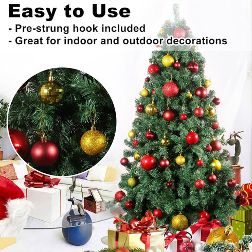 Red & Gold 2.5" Christmas Balls Christmas Tree Decoration Ornaments Shatterproof Hanging Balls for Birthday Halloween Holiday Wedding Decorations ...