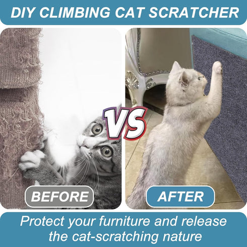 DIY Climbing Cat Scratcher Mat,3 Pack Trimmable Self Adhesive Cat Scratching Pads,23.6"X11.7"Cat Scratching Protector Board for Couch Furniture Wa...