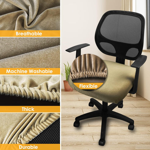 Yikko Velvet Chair Seat Cusion Covers for 14.96-18.89 Inch Office Computer Chair Covers, with Straps Washable Slipcovers Protector, Home, Dining R...