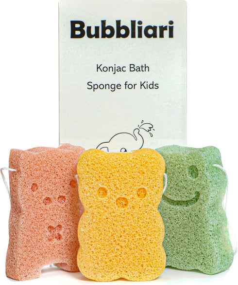 Baby Konjac Bath Sponge – 3 Piece: Frog, Pig, Bear – Baby and Toddler Bath Sponge, All Natural Ingredients, Baby Bath Time Must Have...