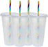 Generic 24 oz Reusable Color Changing Rainbow Cup with Rainbow Straw and Lid 4 Pack,Multicolor...