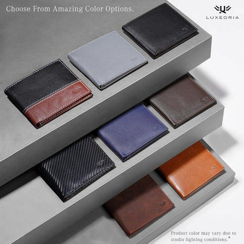 LUXEORIA Leather Wallet for Men, Handcrafted Travel Wallet, Minimalist Mens Slim Bifold Wallet, Anti-Theft RFID Blocking Wallet for Men's, Bi-fold...
