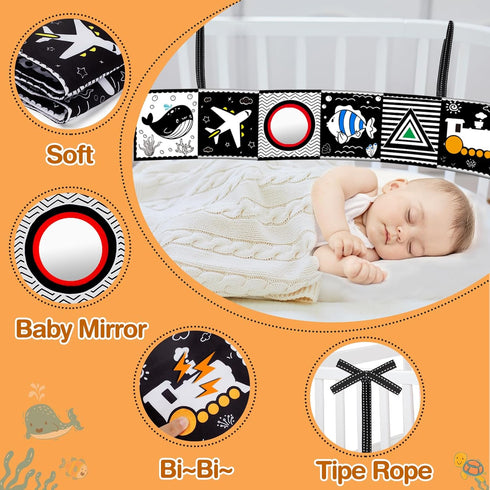 Baby Toys 0-6 Months - 4 Pcs High Contrast Black and White Baby Toy 0-3 Months for Newborn - Tummy Time Toys Infant Sensory Toys Soft Book for Bab...