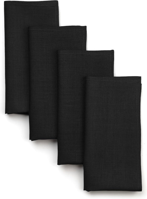 D'Moksha Homes Black Linen Napkins 18 x 18 Inch - 100% Pure Linen Cloth Washable Dinner Napkins Set of 4 for Summer, Fall and Halloween...