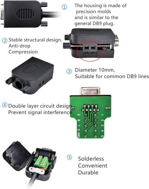 Oiyagai DB15 3+9 D-SUB VGA Female 3Row 15Pin Connector Adapter with Nut Terminal Breakout Board Connector Signal Module with Case Free Welding...