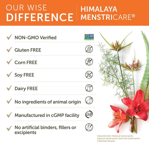 Himalaya MenstriCare, 30 Day Supply - Supports PMS, Menstrual Cramp Relief, and Hormone Balance for Women - Vegan, Non-GMO, Gluten Free, 120 Capsu...