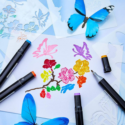 16 Pieces Butterfly Stencils Reusable Butterfly Template Art Painting Stencils for Paint Craft Wall DIY Fabric Floor Home Decor Wood Signs (6 x 6 ...