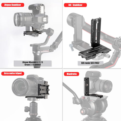 Fotga L-Shape Bracket Vertical Camera Quick Release Mount Plate for Zhiyun Crane 2 3 LAB Weebill 2 3 Weebill-S for DJI Ronin SC2 RS2 Gimbal Stabil...