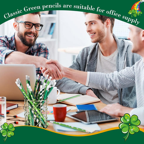 St. Patrick's Day Pencils Shamrock Pencils Clover Novelty Stripe Pencils with Eraser Assorted Kids Pencils Lucky Wood Pencils for 100th Day of Sch...