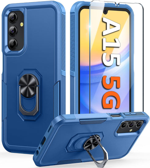 FNTCASE for Samsung Galaxy A15-5G Case: Dual Layer Shockproof Protective Cell Phone Cover with Magnetic Kickstand | Military Grade Drop Proof Prot...