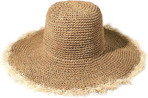 XOCARTIGE Sun Hats Women Straw Hats Wide Brim Summer Beach Hats Foldable Fringed Floppy Fedora Hats Summer Vacation Accessory...