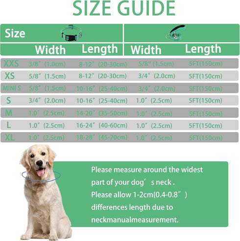 Reflective Dog Collar with Safety Locking Buckle, Adjustable Soft Breathable Nylon Collars for Small, Medium and Large Dogs(Collar+Leash XS Width ...