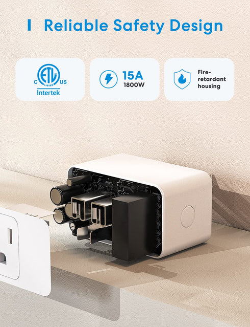 meross Wi-Fi Smart Plug Mini, 15 Amp & Reliable Wi-Fi Connection, Support Alexa, Google Home, Remote Control, Timer, Occupies Only One Socket, 2.4...