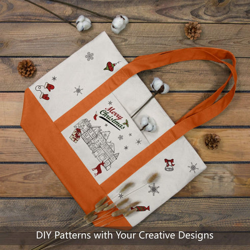 TOPDesign 1-Pack Canvas Tote Bag with an External Pocket, Reusable Grocery Shopping Bag, Top Zipper Closure, Daily Essentials (Orange/Natural)...