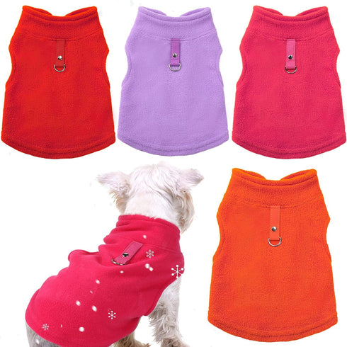 4 Pieces Fabric Dog Sweater with Leash Ring Winter Fleece Vest Dog Pullover Jacket Warm Pet Dog Clothes for Puppy Small Dogs Cat Chihuahua Boy (Re...